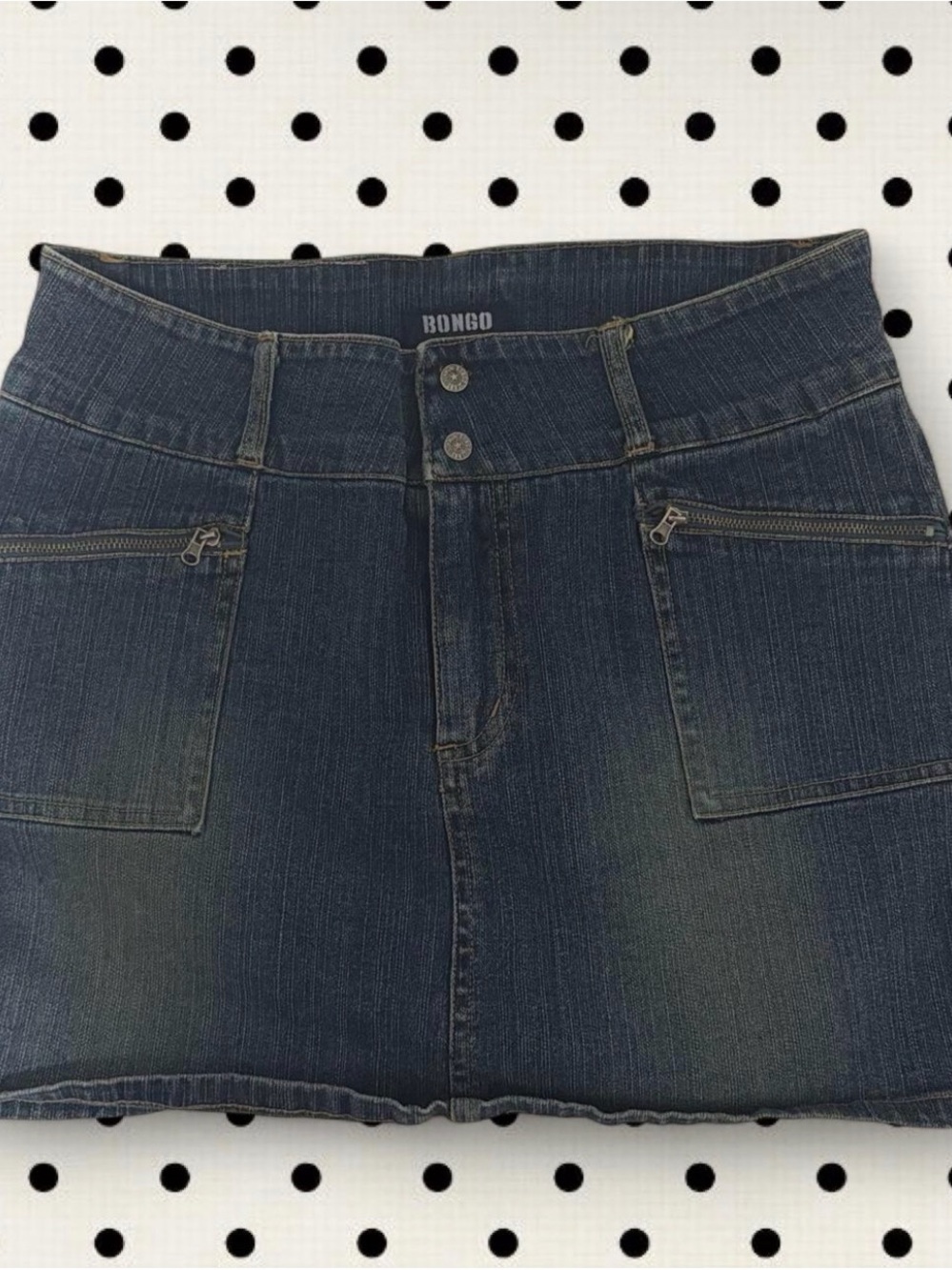 BONGO Women's Indigo Denim Mini Skirt with Front Pockets